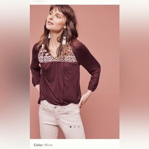 NWT Anthropologie One September Nightingale Tassel Blouse , Size XL